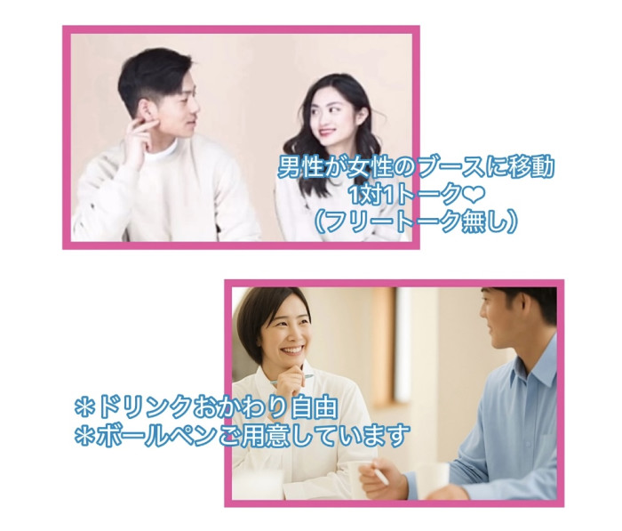 *ブース形式全員と1対1トーク(フリートーク無し)*のイメージ画像