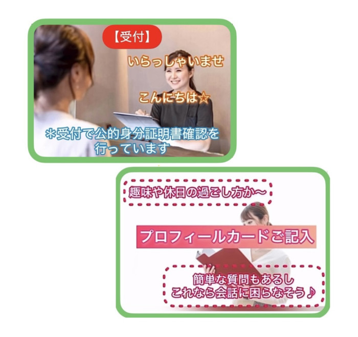 *受付~プロフィールカードご記入*のイメージ画像