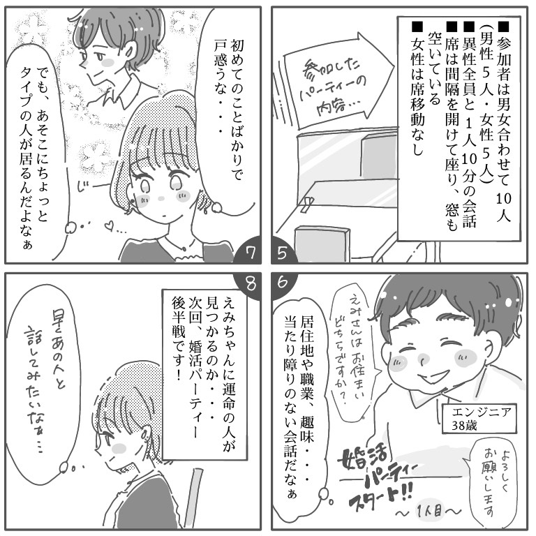 婚活漫画 感染症対策済み婚活パーティー体験談 第2話 オミカレ婚活ブログ 婚活 お見合いパーティーカレンダー オミカレ