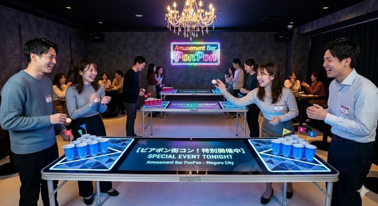【中目黒】遊び心満載の大人の街コンBeer Pong ＆ Darts Nightのイメージ画像