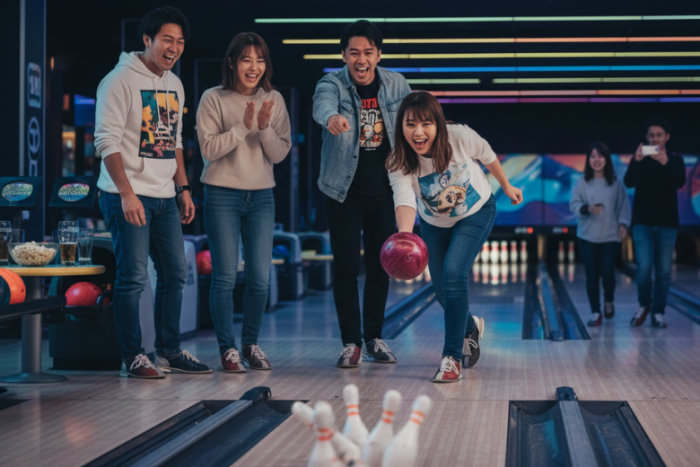 自然と会話が生まれるボーリング大会のイメージ画像
